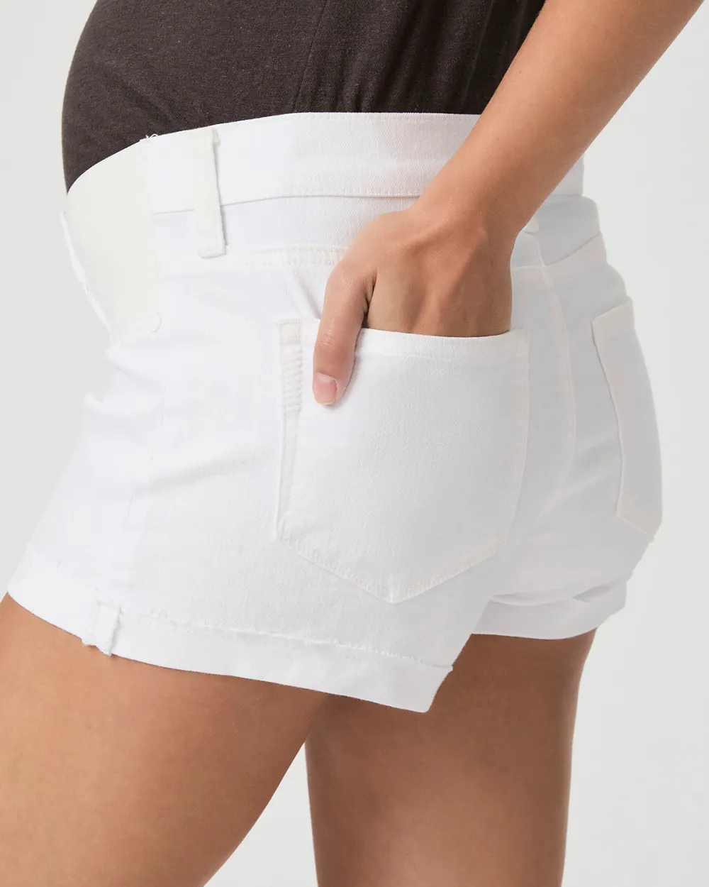 Bright White Denim Maternity Shorts