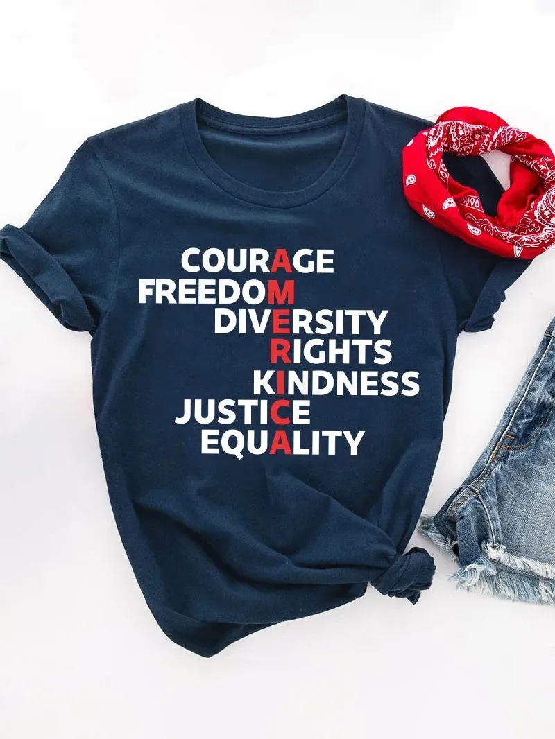 Courage Freedom Diversity Right Kindness Justice Equality America Teacher T-Shirt