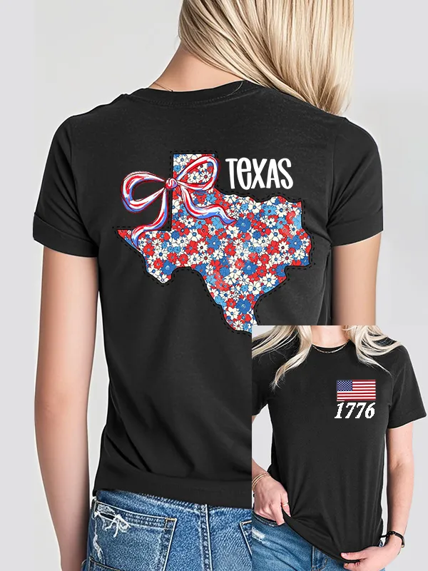 Woman'S 1776 Texas Print Short-Sleeved T-Shirt