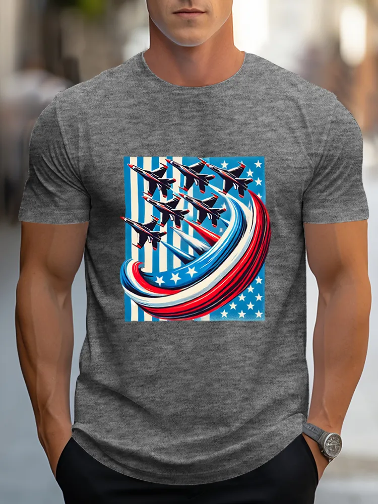 Man'S Independence Day Round-Neck Short-Sleeved T-Shirt