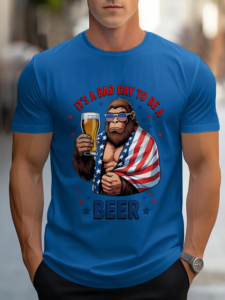 Man'S It'S A Bad Day To Be A Beer Round-Neck Short-Sleeved T-Shirt
