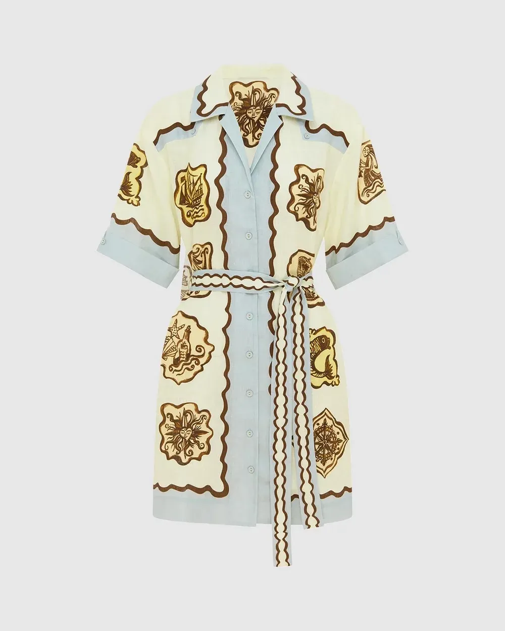 Button Print Mini Dress