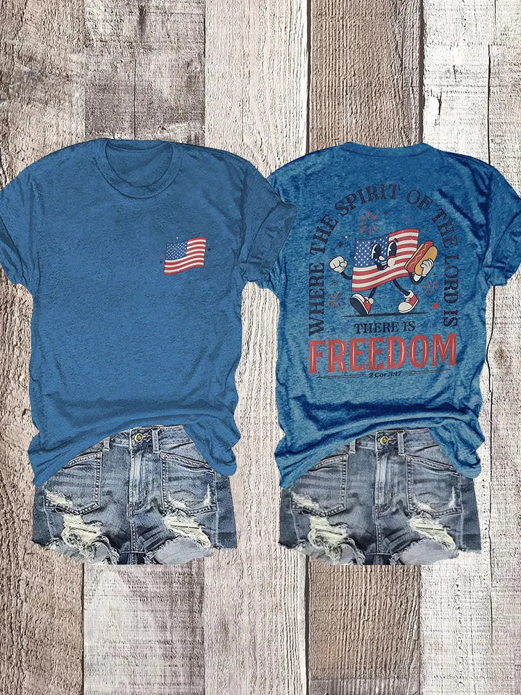 Woman'S Where The Spirit Of The Lord Is There Is Freedom Crew Neck Short Sleeve T-Shirt