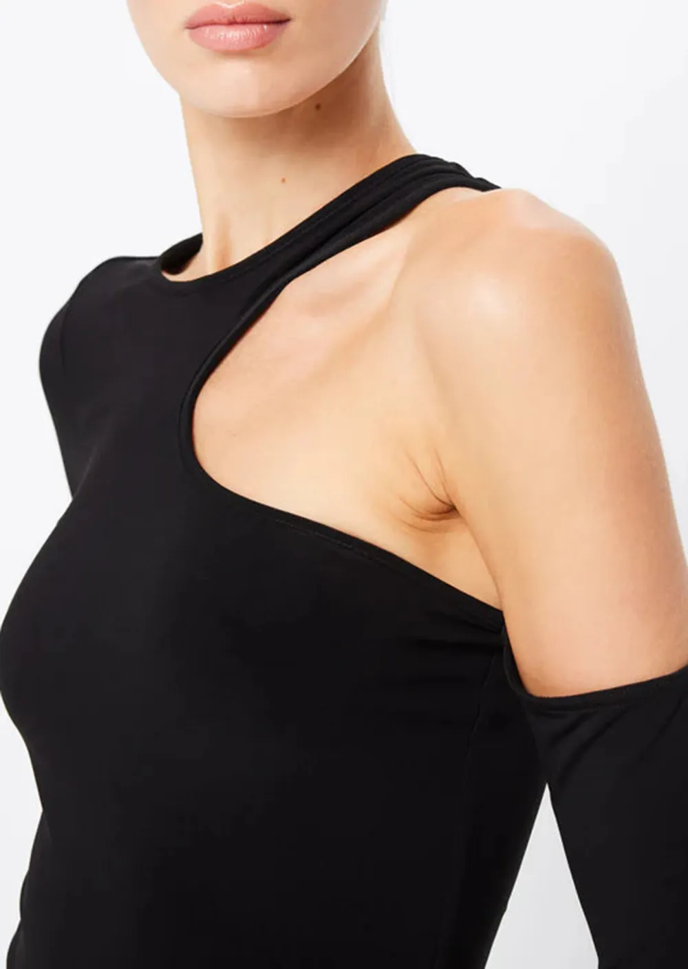 Black Cold Shoulder Long Sleeve Top