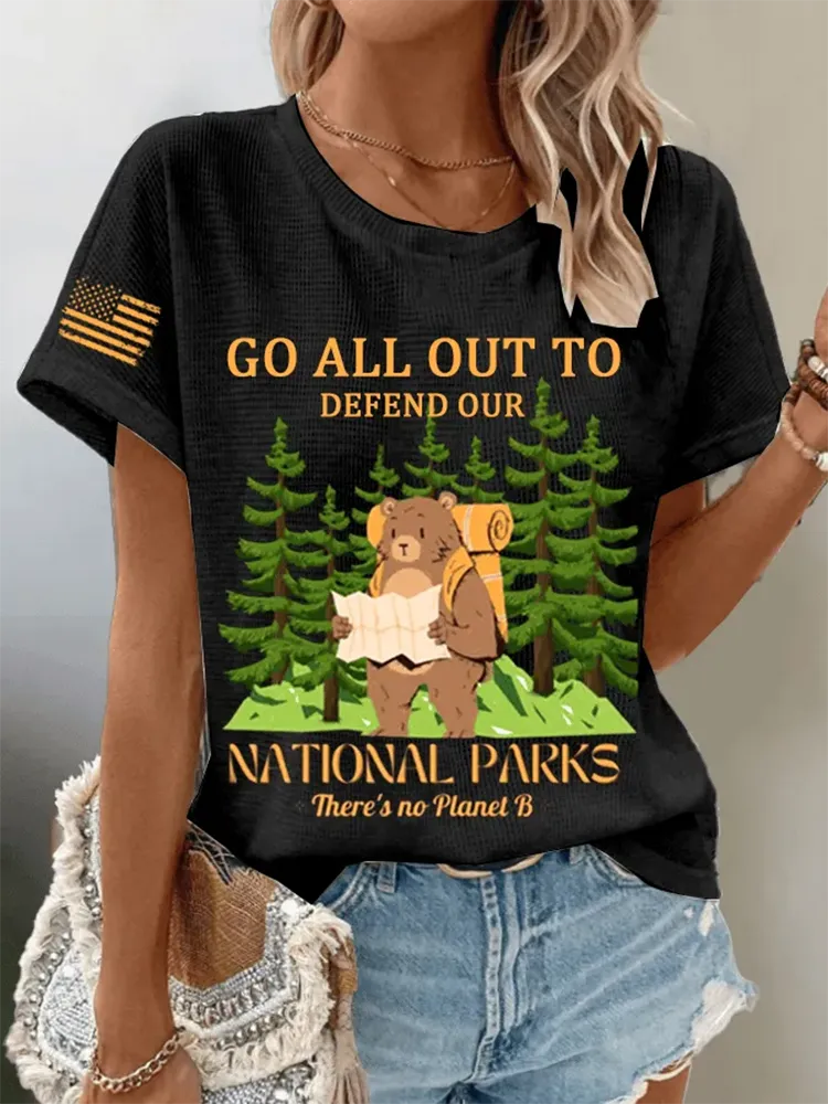 Women'S Protect National Parks Waffle Crew Neck T-Shirt