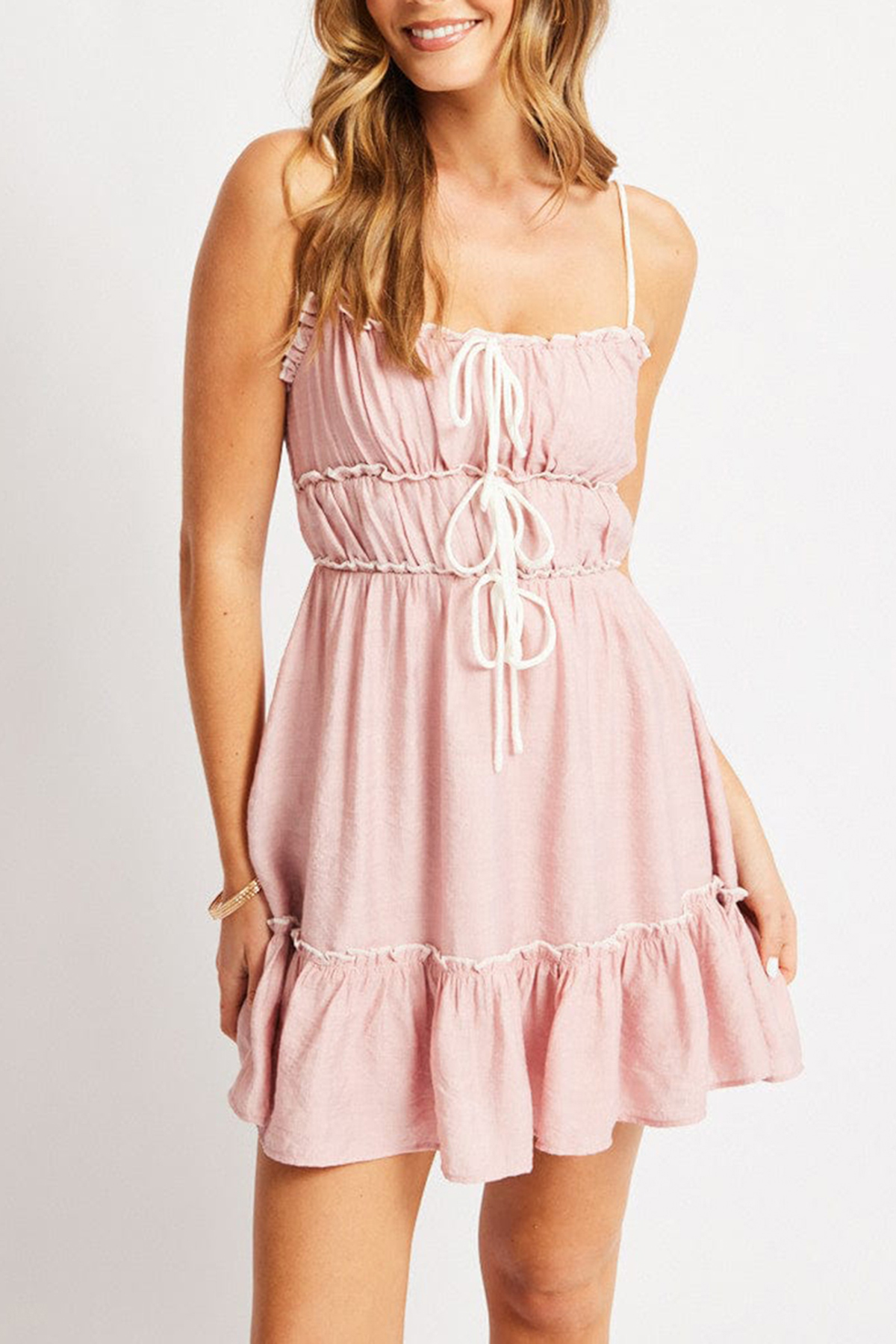 Pink Fit And Flare Dress Mini