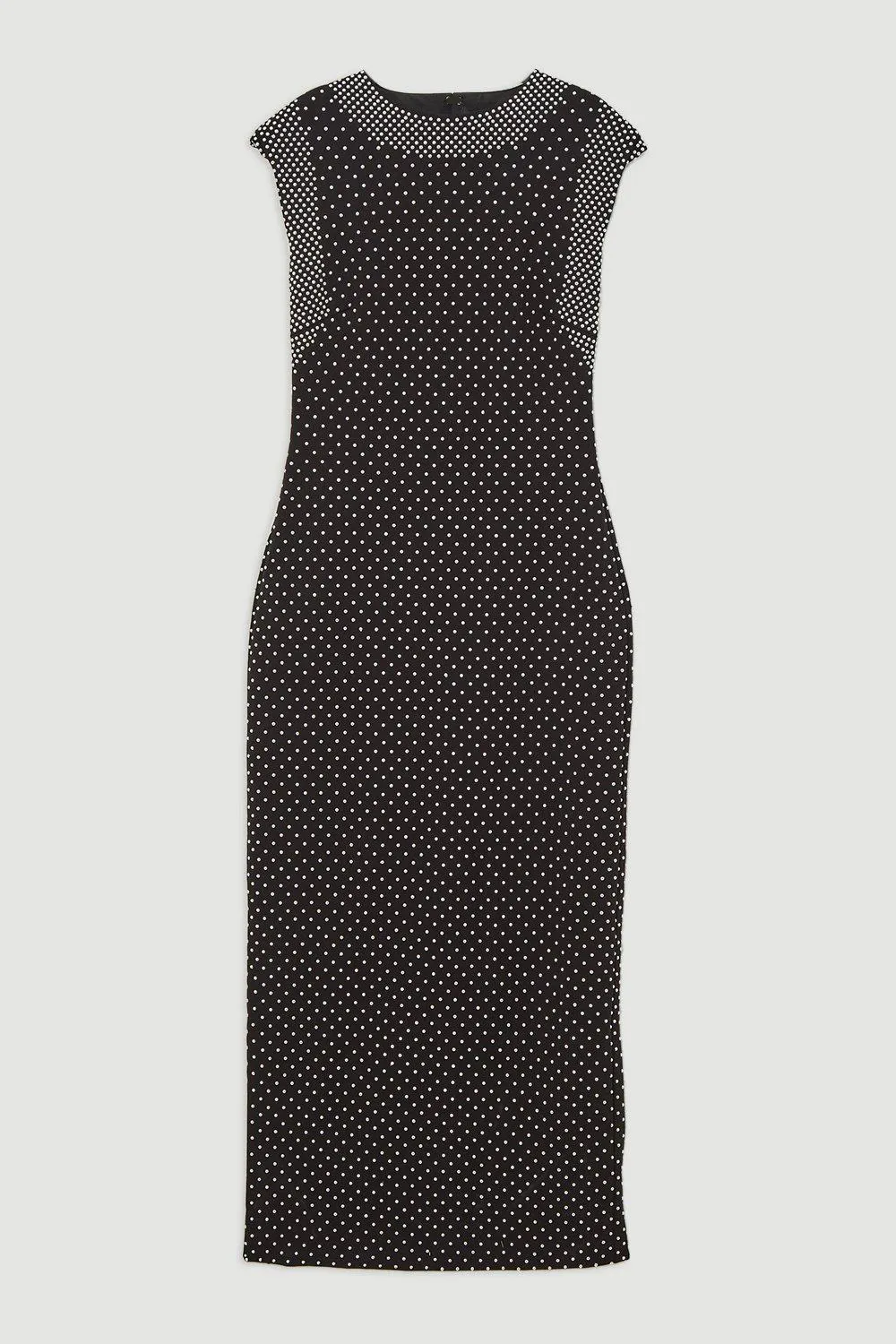Studded High Neck Jersey Maxi Dress