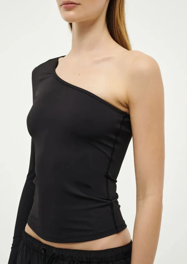 Asymmetric Black One Shoulder Top