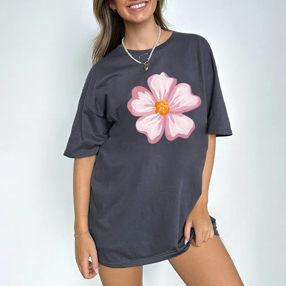 Casual T-Shirt With Pink And White Floral Pattern