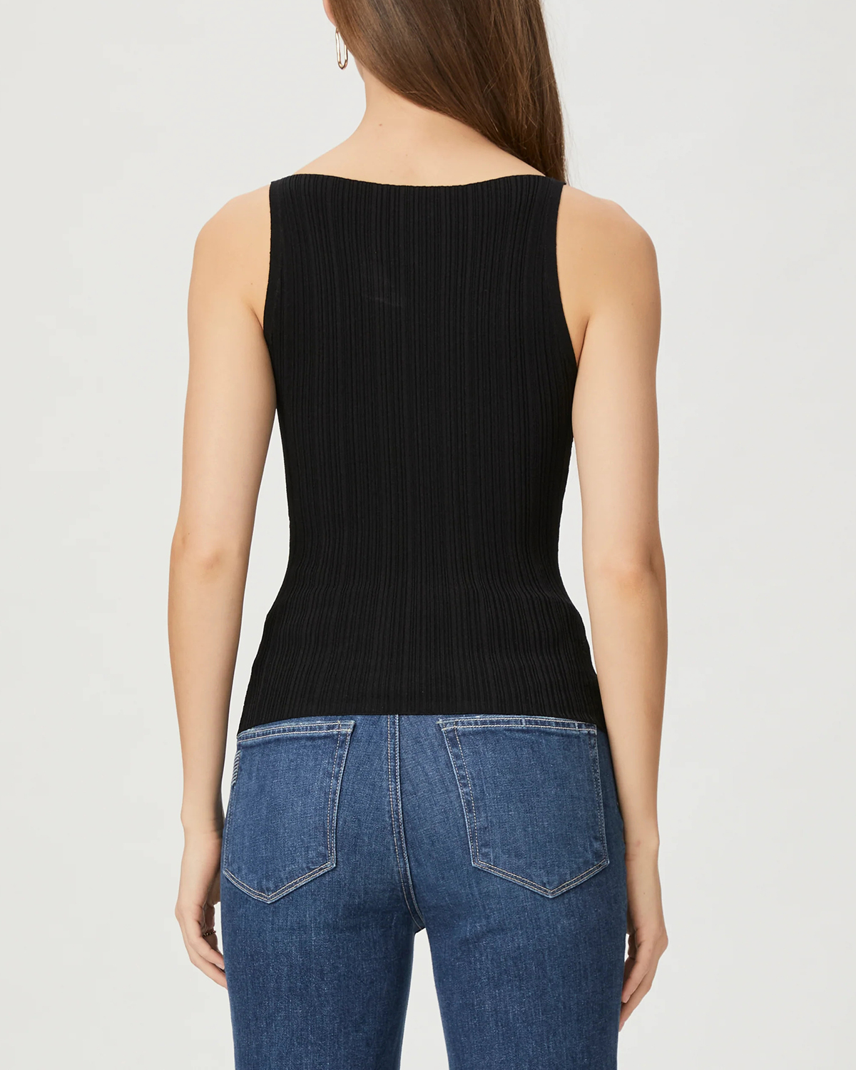 Black Ribbed Sleeveless Tank Top