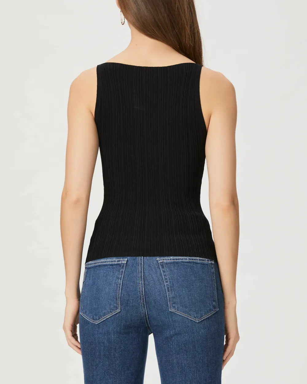 Black Ribbed Sleeveless Tank Top