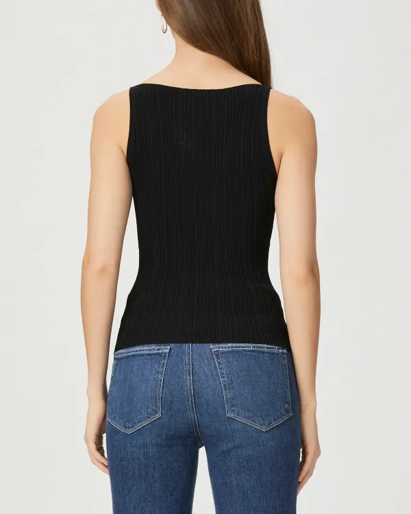 Black Ribbed Sleeveless Tank Top