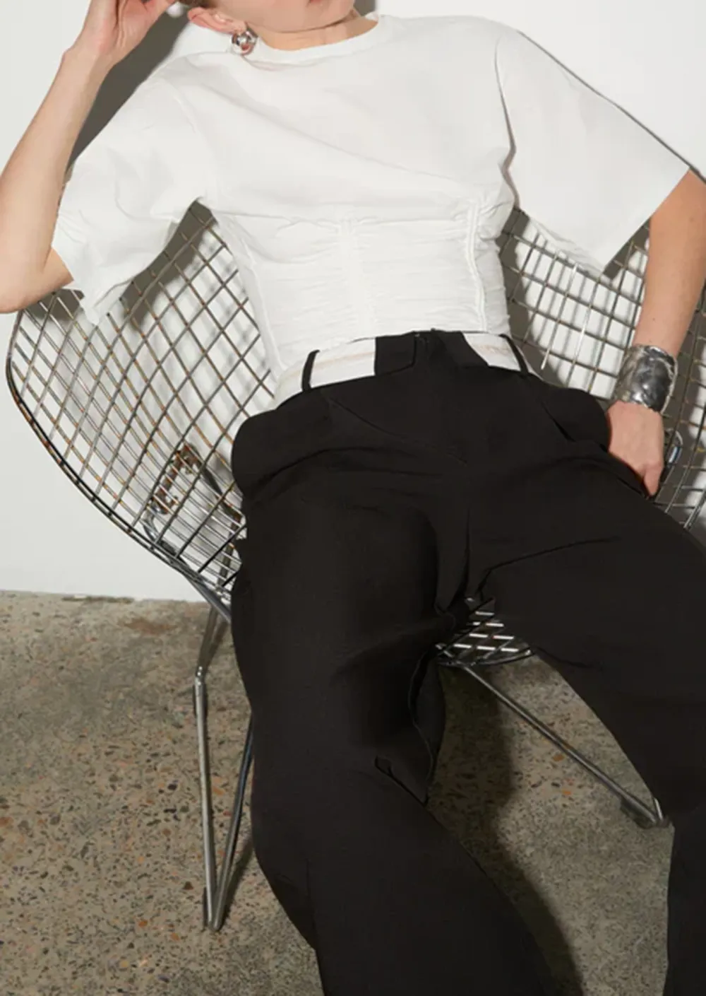 Black Patchwork Suit Trousers