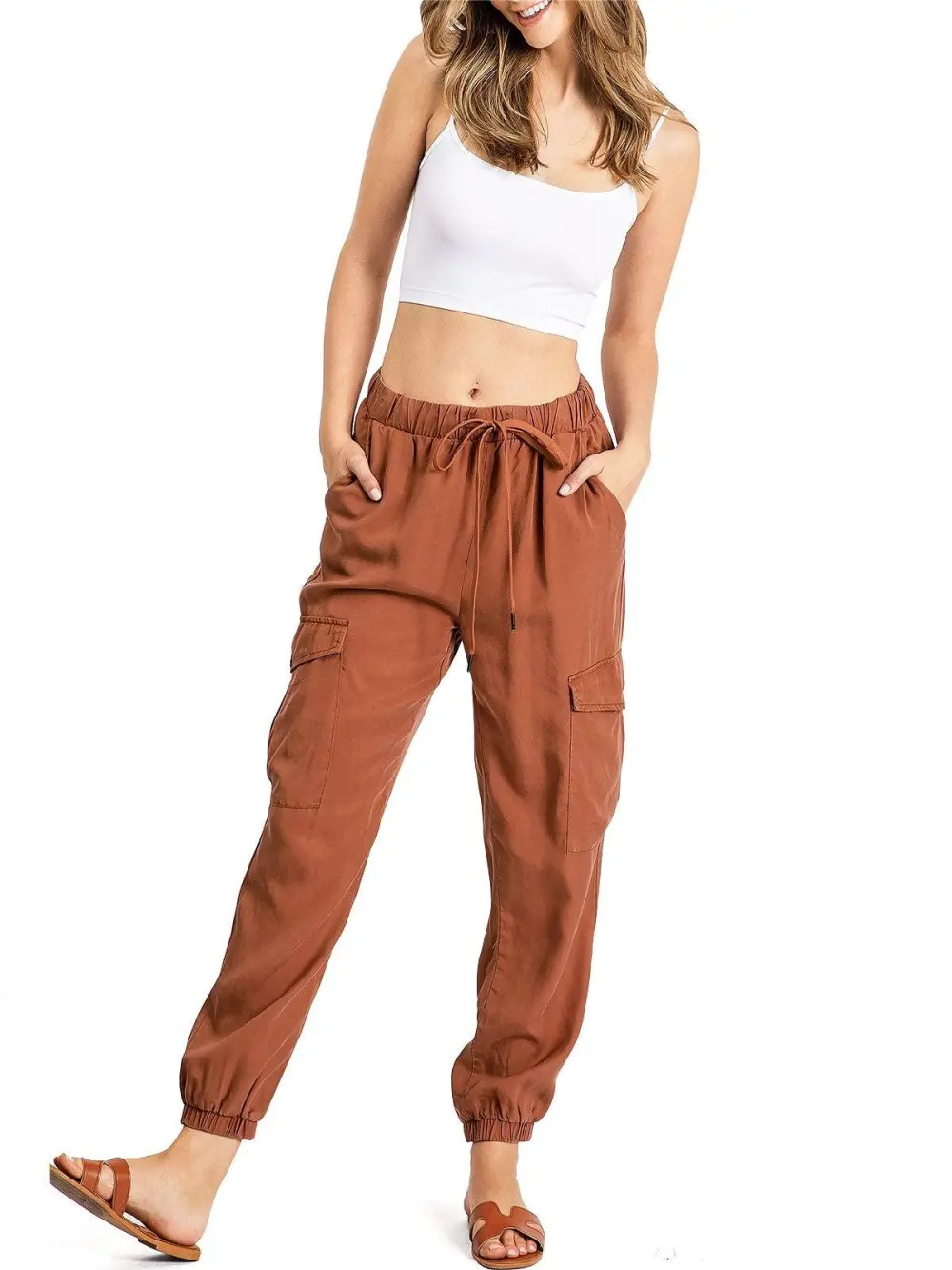 Rust - Colored Cargo Jogger Pants