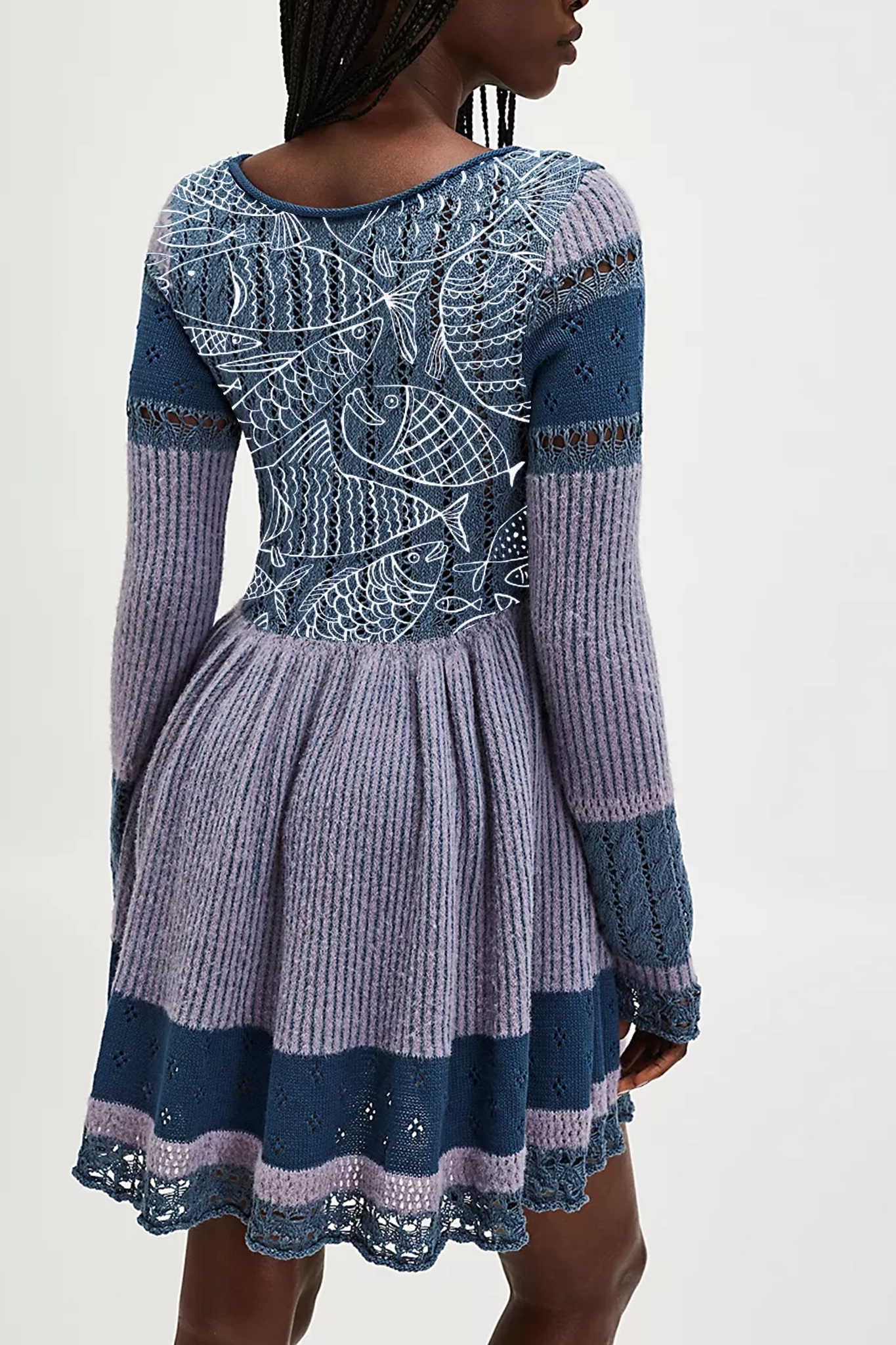 Knit Square Neck Tiered Mini Dress