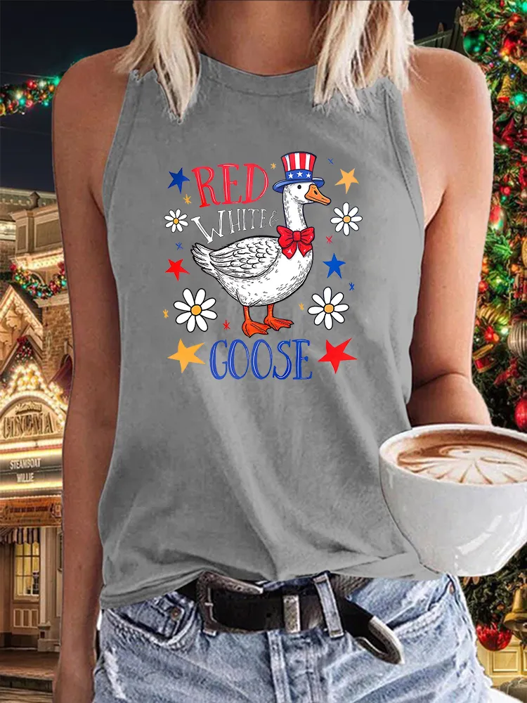 Women'S Red White Goodse Round-Neck Vest