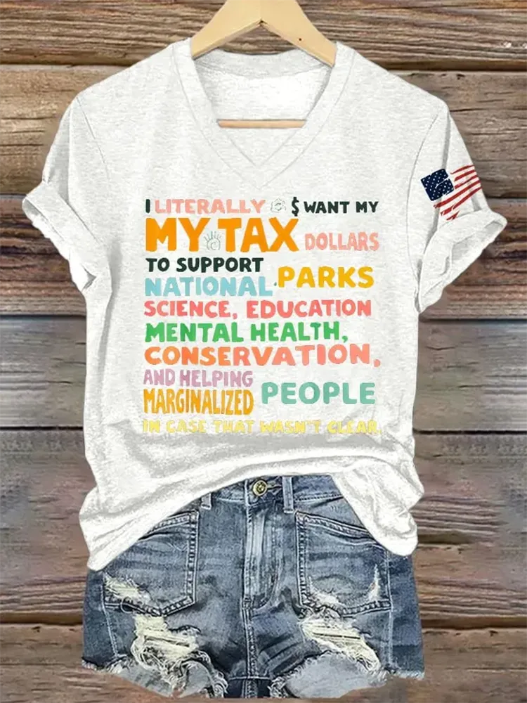 Woman'S My Tax V-Neck Short-Sleeve T-Shirt