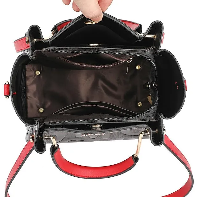 Women's Handbag Shoulder Bag Bucket Bag PU Leather Daily Holiday Pendant Zipper Large Capacity Waterproof Lightweight Solid Color Yellow Red