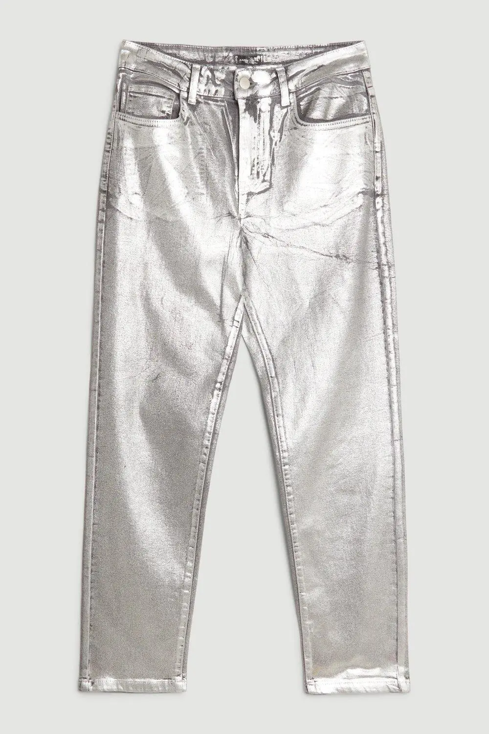 Slim Leg Silver Foiled Trouser