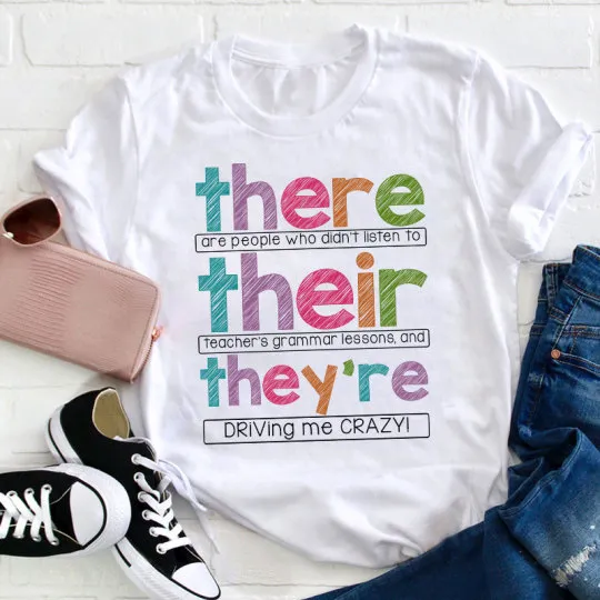 Five Colors Of Fonts With Graphic T-Shirts