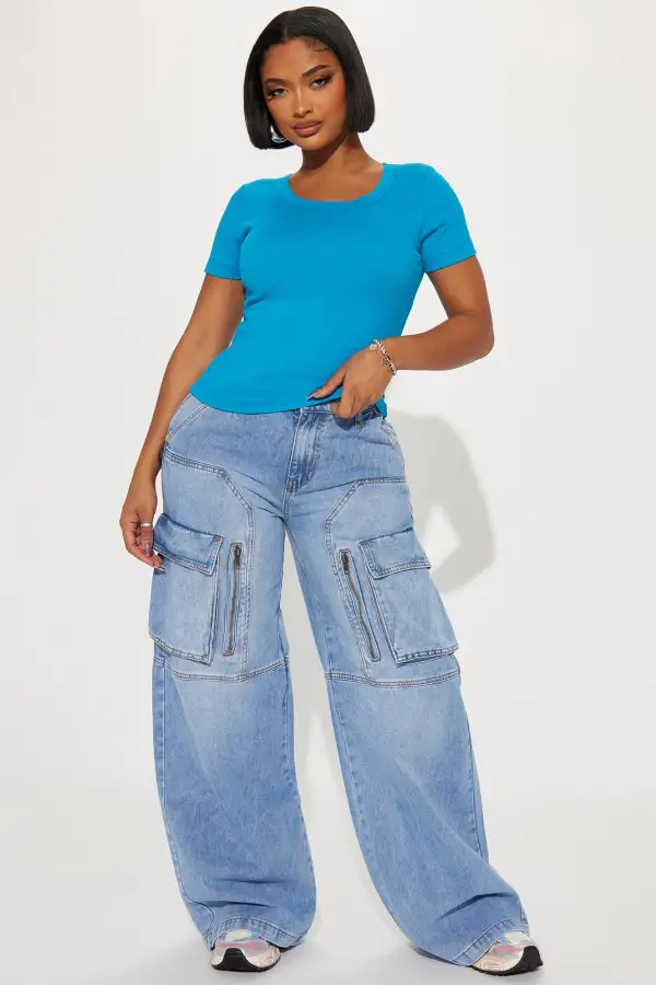 Carrie Short Sleeve Tee - Turquoise