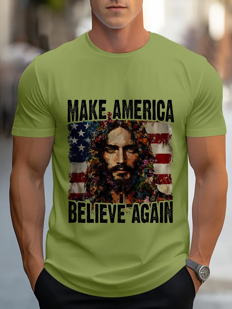 Man'S Make America Believe Again Round-Neck Short-Sleeved T-Shirt
