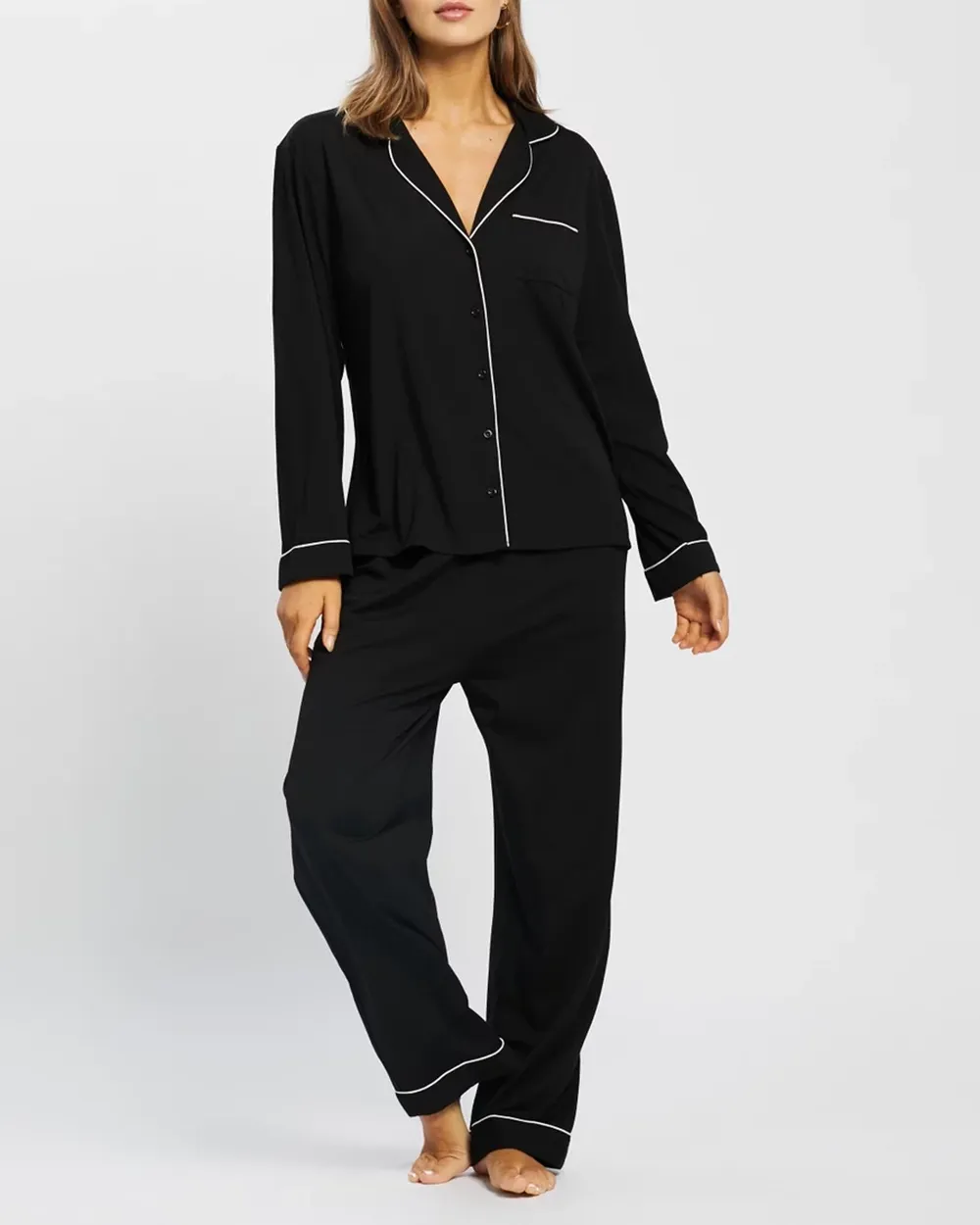 Long Sleeve Button-up Shirt Pajama Set