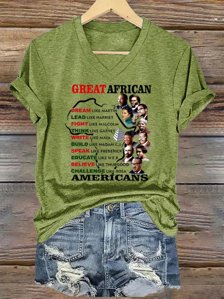 Women'S V-Neck T-Shirt Educated Great African Americans