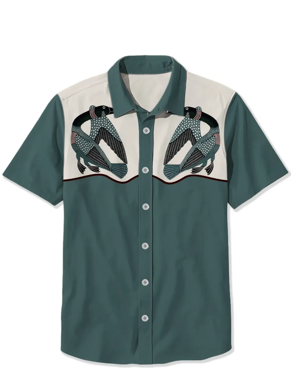Elegant Green Retro Goose Shirt