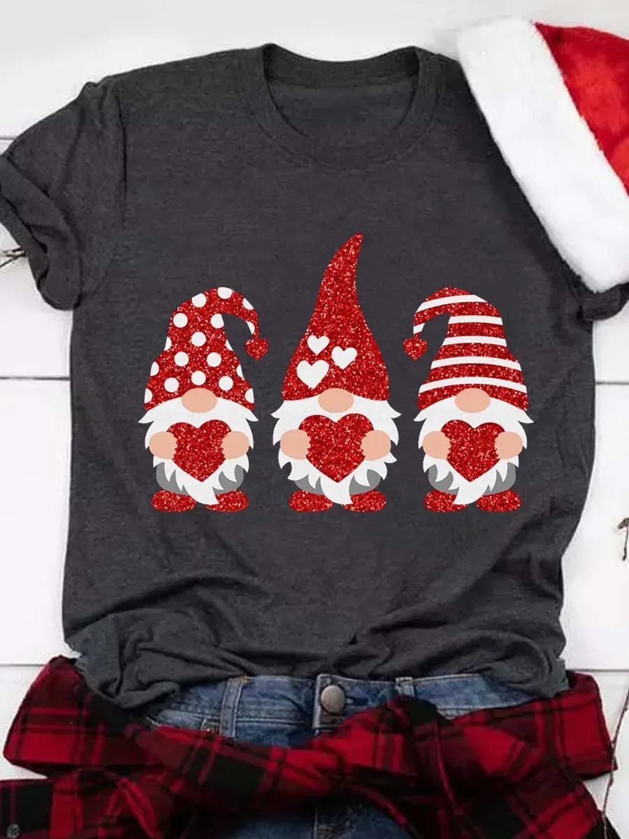 Valentine's Day Gnomes Crew Neck T-Shirt