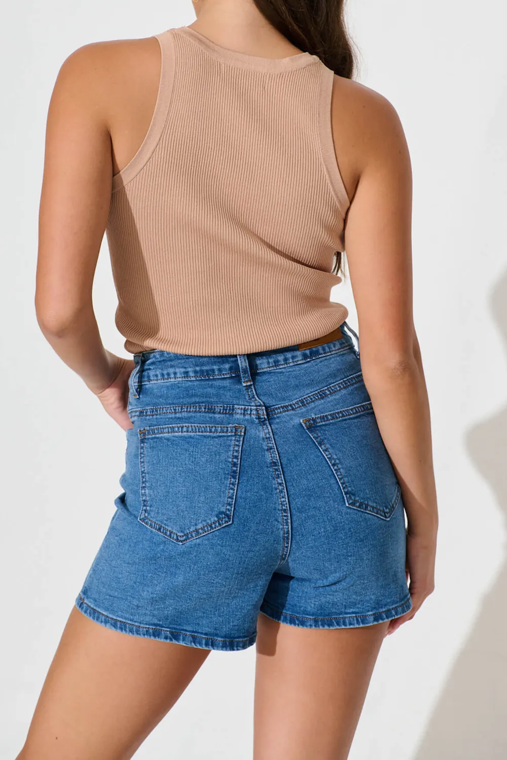 Blue Denim High Waist Shorts