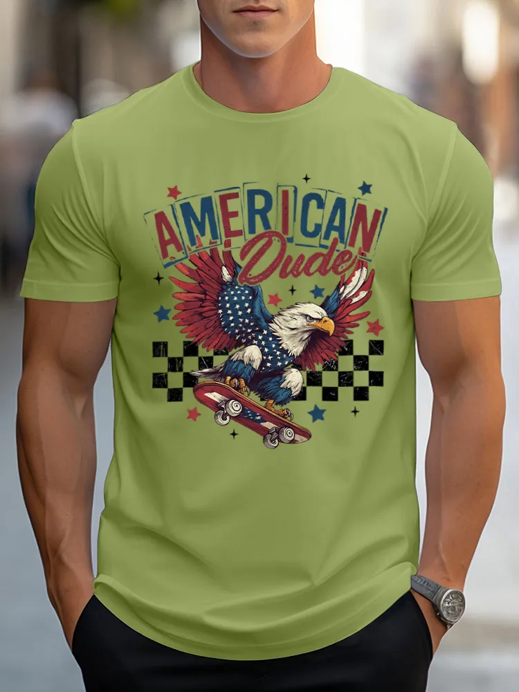 Man'S America Dude Print Round-Neck Short-Sleeved T-Shirt
