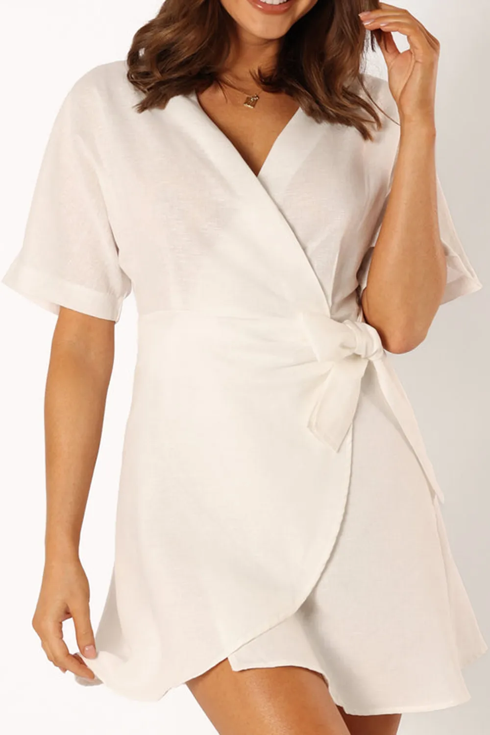 WHITE TULLE WRAP DRESS