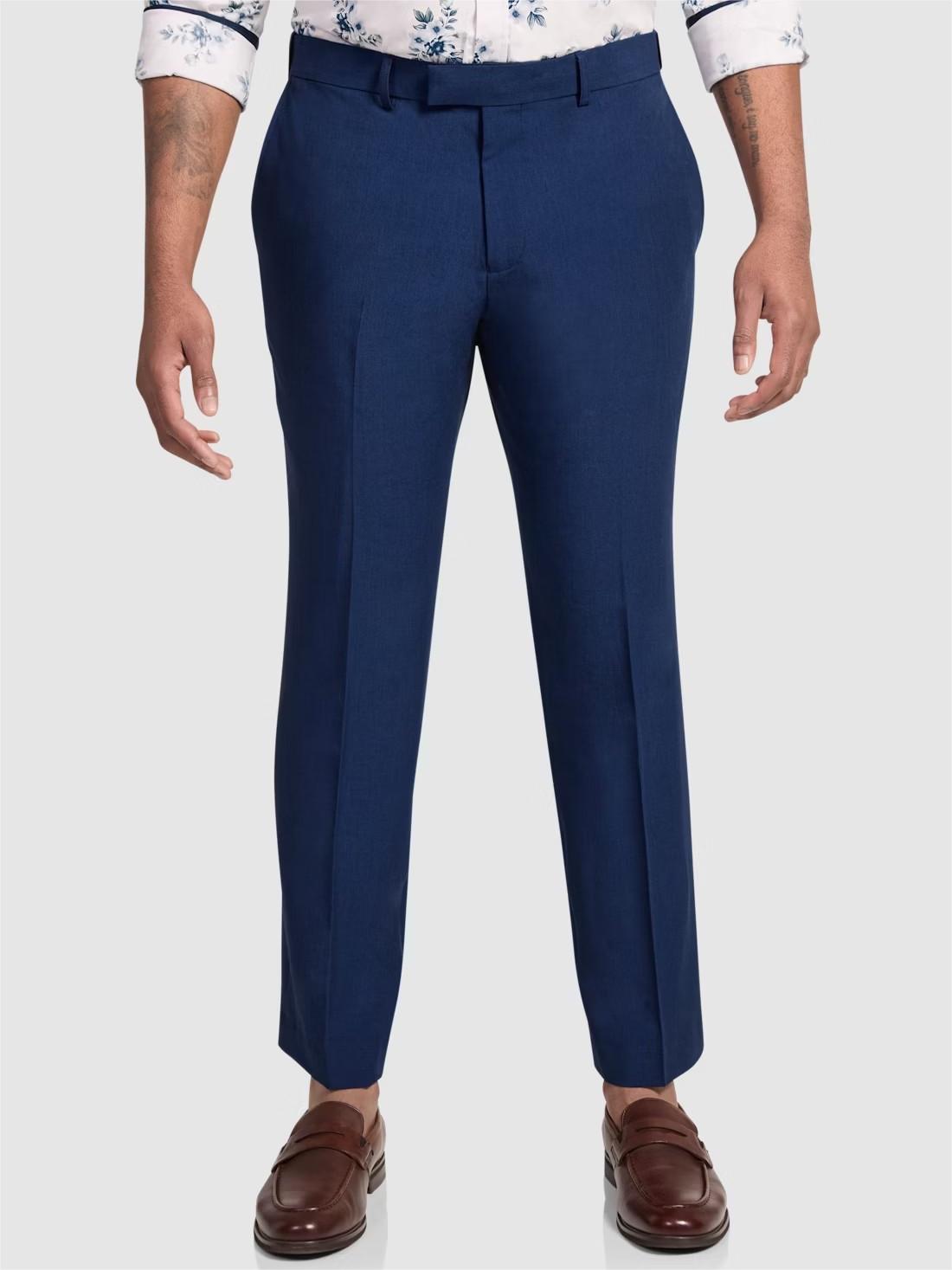 FOLDED CUFF WOOL SUIT TROUSERS
