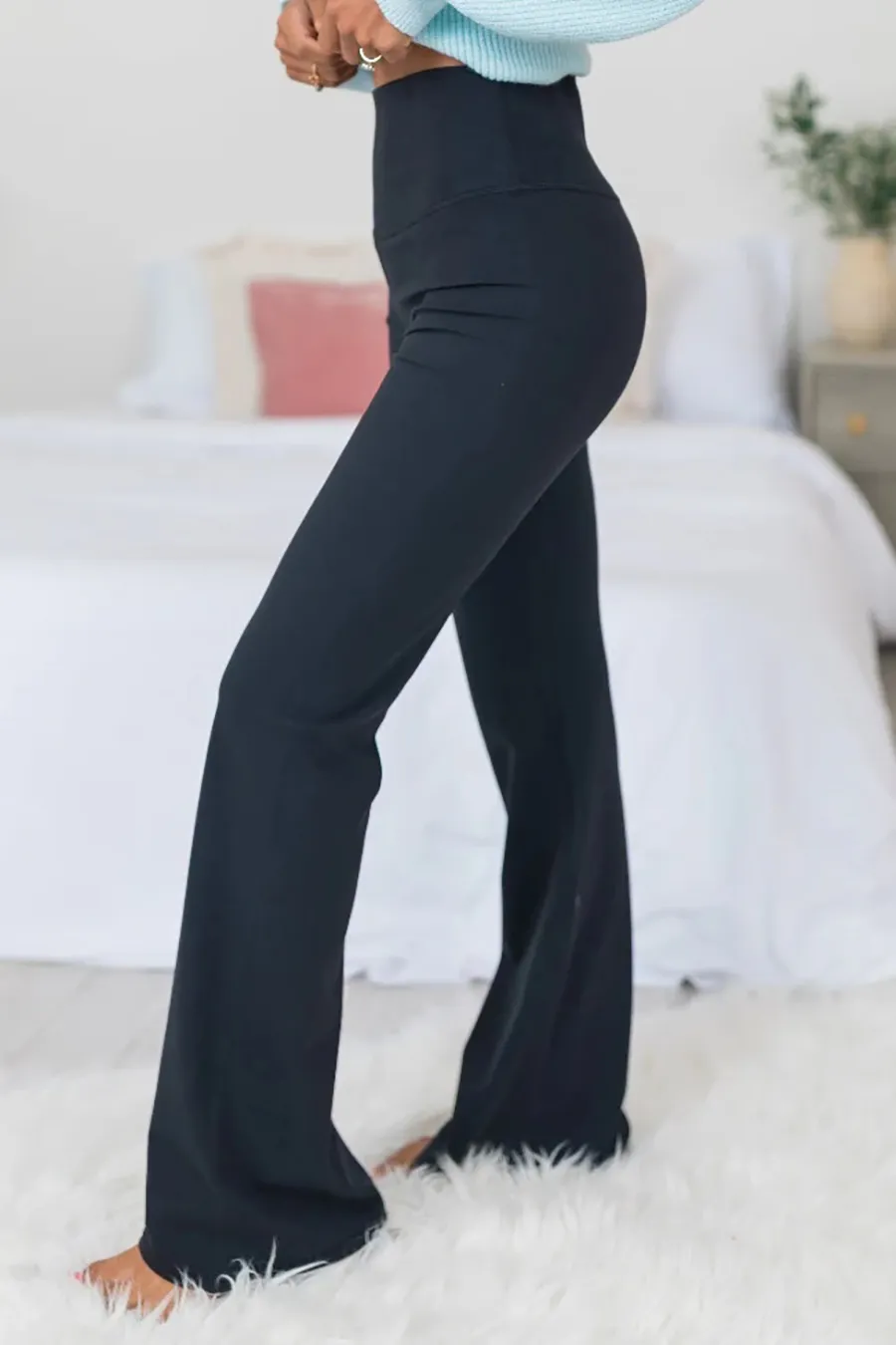 Black Flare Knit Leggings