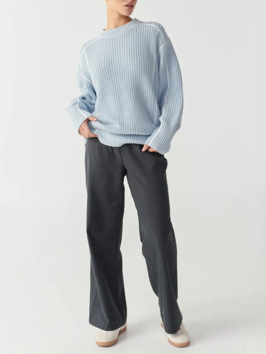 Oversized Chunky Knit Crew Neck Sweater