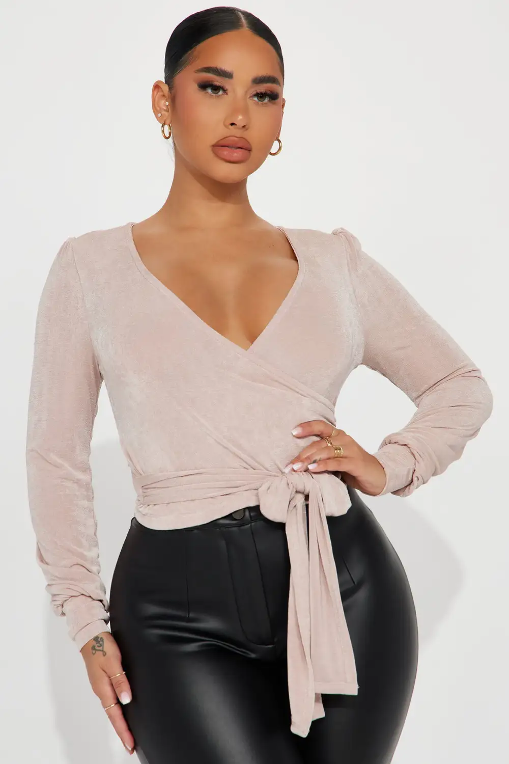 Harper Surplice Top - Stone