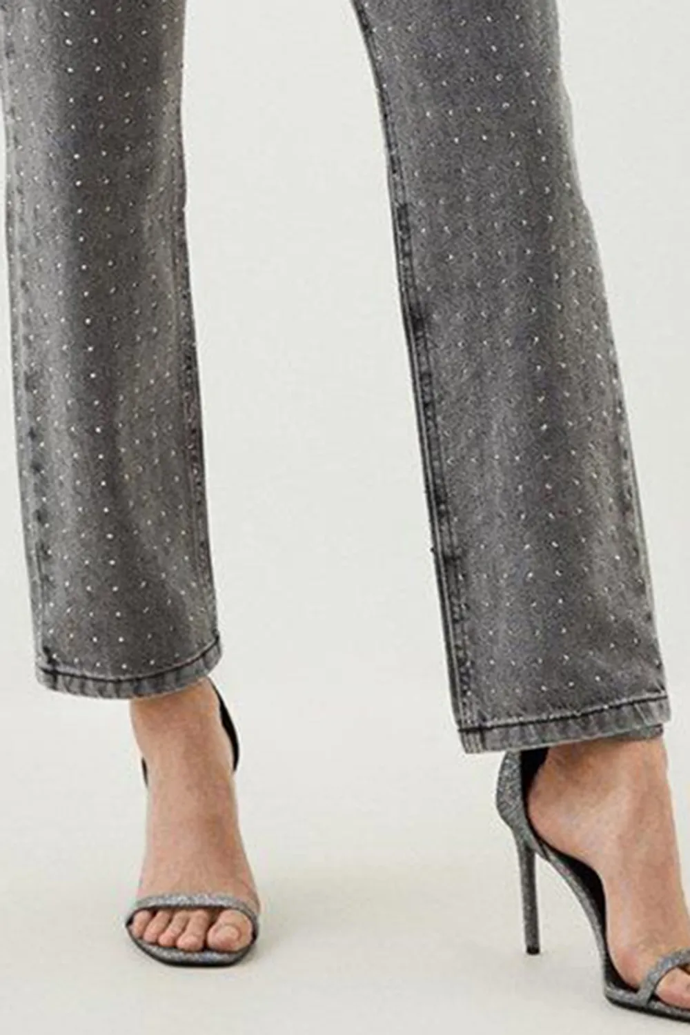High Rise Slim Leg Embellished Jeans
