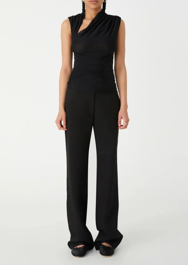 Black Asymmetric Sleeveless Top