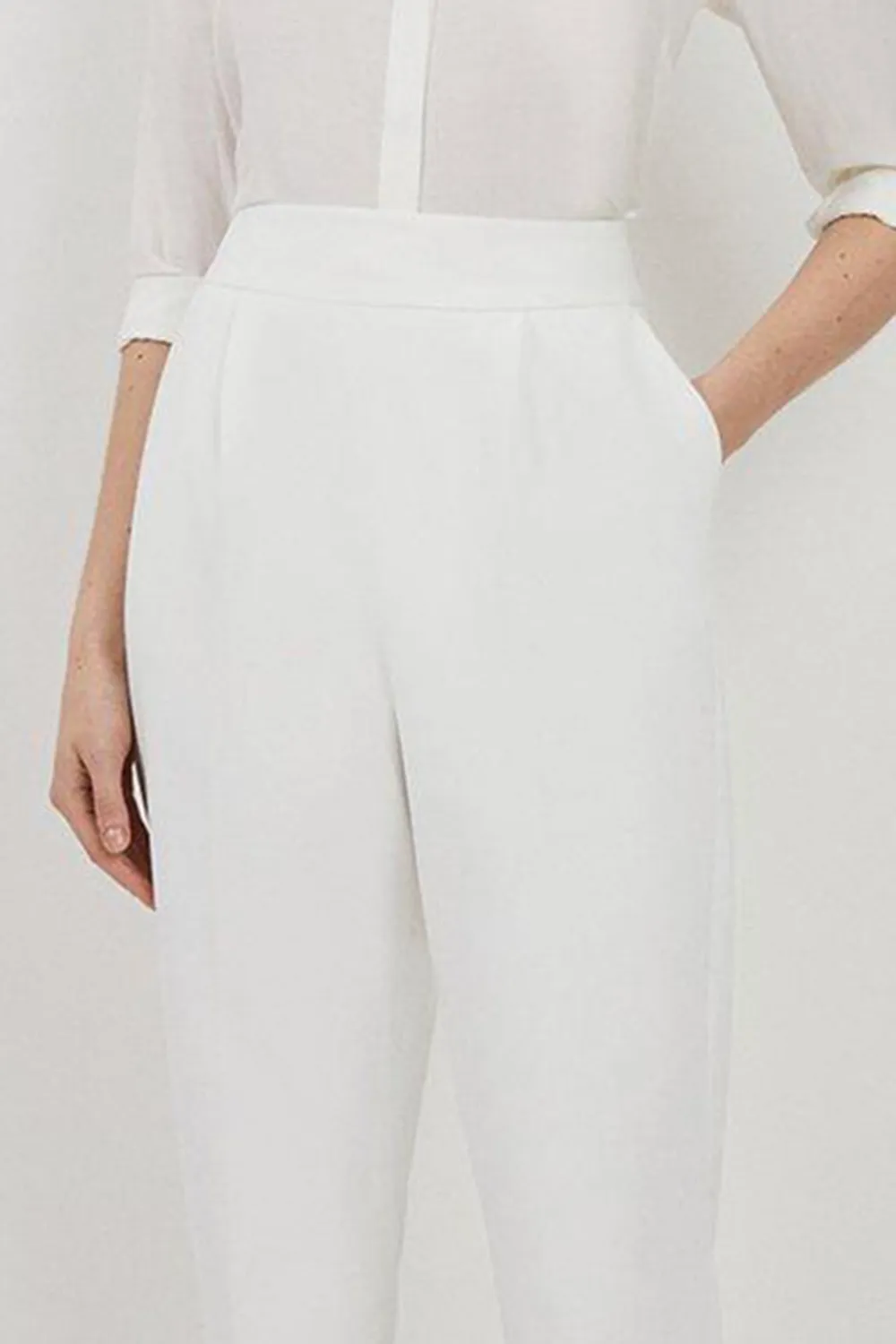 Compact Stretch High Waist Tailored Trousers
