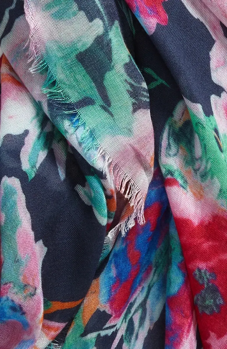 Floral Printed Fringe Scarf