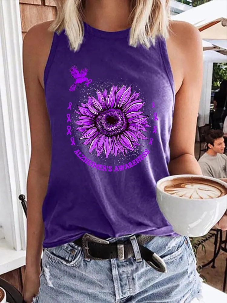 Women'S Round-Neck Sleeveless Vest With Alzheimer'S Awareness