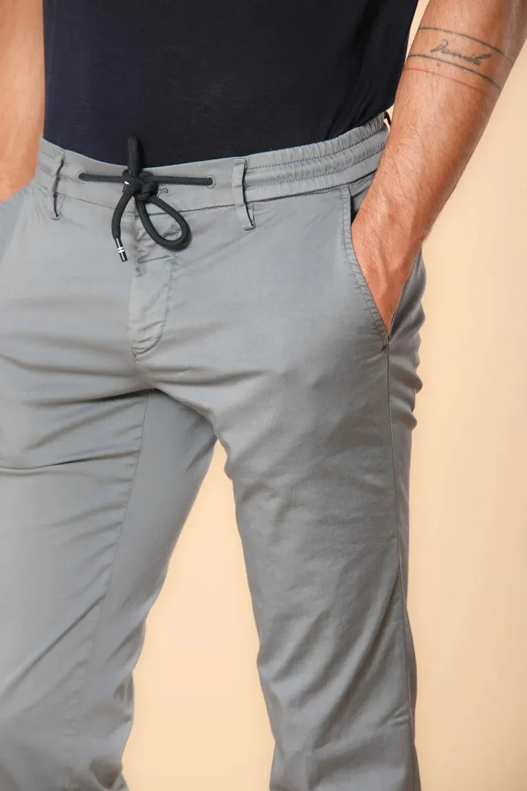 Men's  Air Force Blue Twill Elastic Waist Slim Fit Trousers