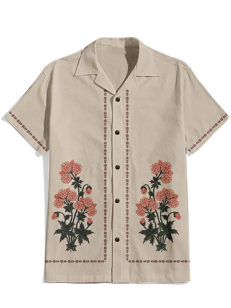 Vintage FlowerCuban Collar Shirt
