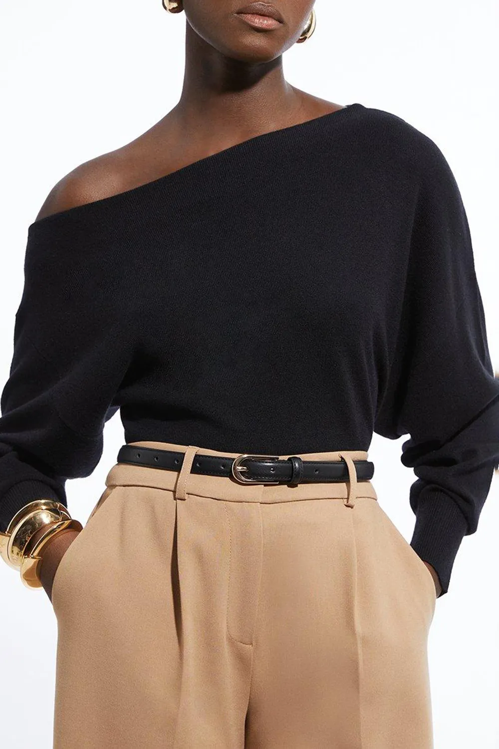 Cashmere Blend Off The Shoulder Knit Top