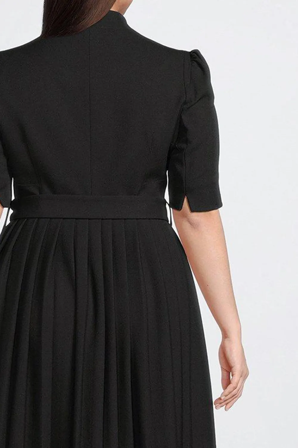 Plus Size Structured Crepe Pleat Dress