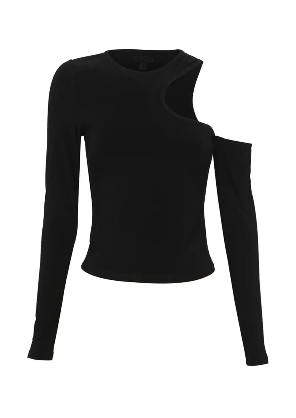 Black Cold Shoulder Long Sleeve Top