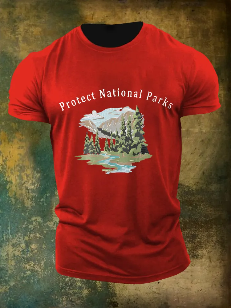 Men'S Protect National Parks Not Projects Round-Neck T-Shirt