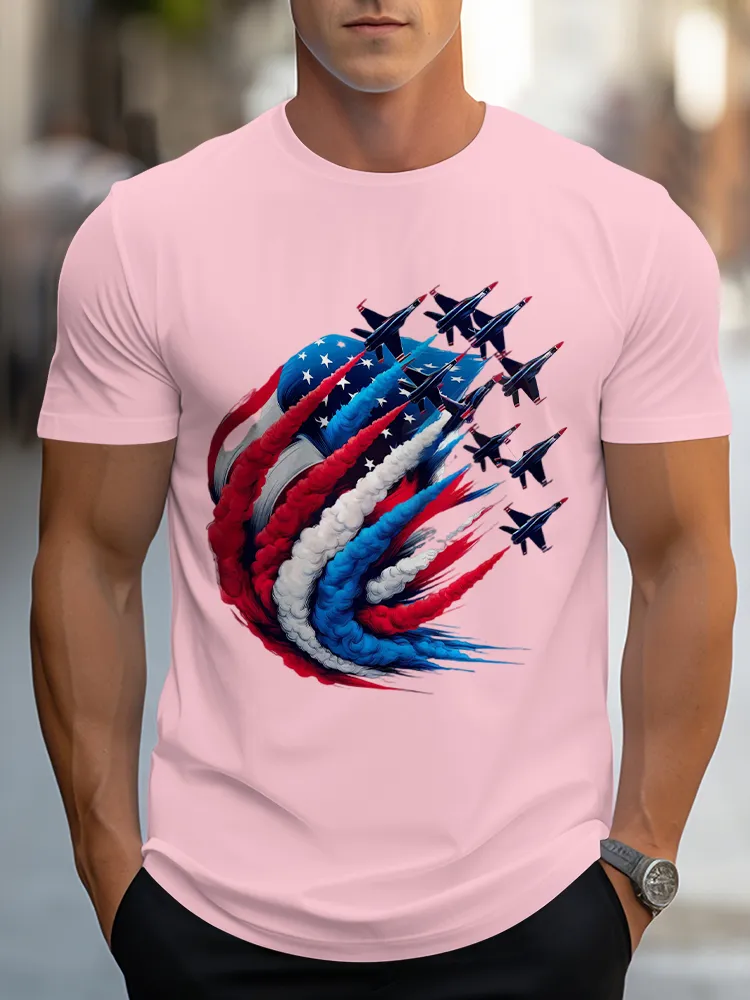 Airplane Smoke-Pulling Performance Print Short Sleeves T-Shirt