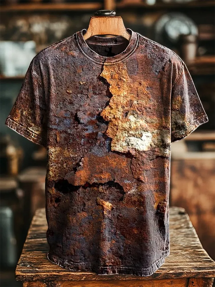 Women'S T-Shirt Rust Pattern Printing Round-Neck Shirt